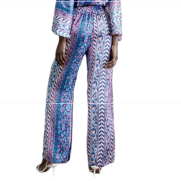 Zara Pants Satin Effect Boho Wide Leg Floral Print Pants Women’s Size XS - Picture 10 of 16